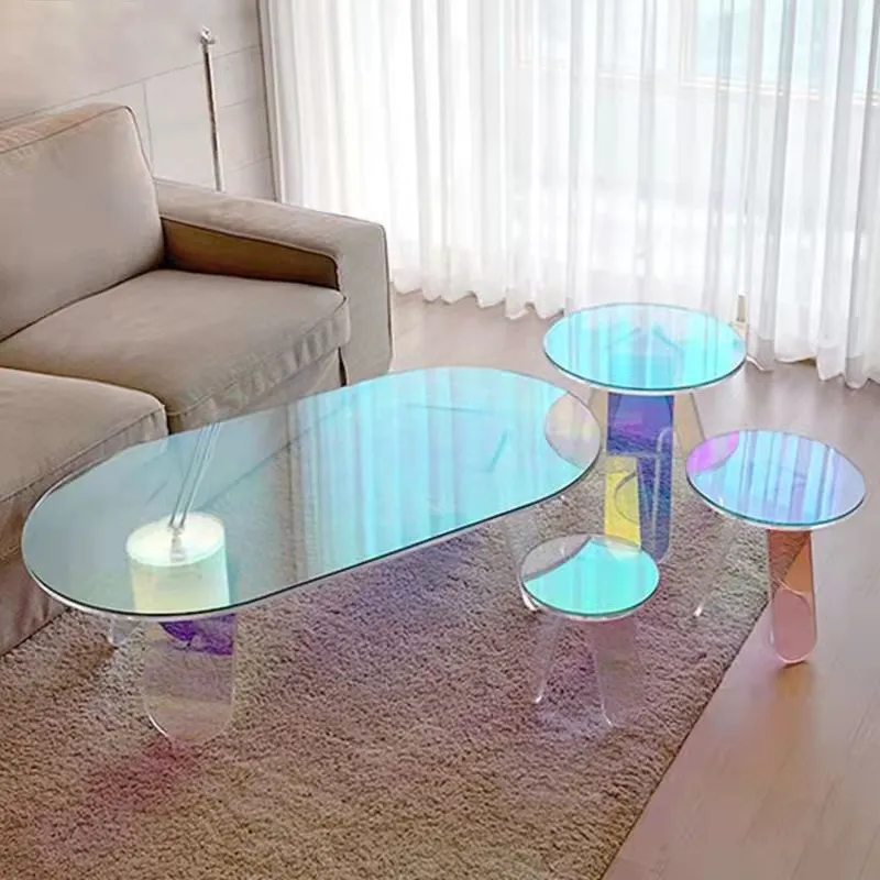 Fashion Coffee Table Simple Acrylic Rainbow Table Side Acrylic Iridescent Tables Furniture