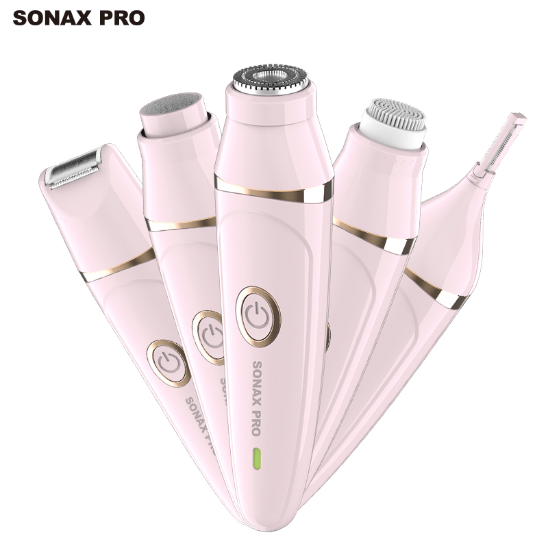 Новый продукт Sonax Pro 8988 USB Дисплей индикатора заряда 5 в 1 многофункциональная щетка для чистки лица Женская бритва