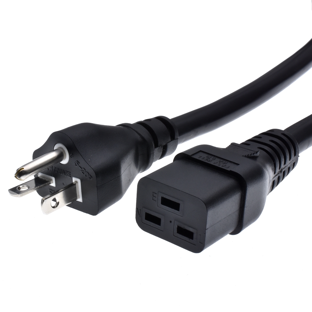 Американский шнур питания NEMA 5-20P к IEC C19 SJT 3X12AWG (20A 250V) 6 футов/1,8 м, Удлинительный шнур питания для PDU UPS