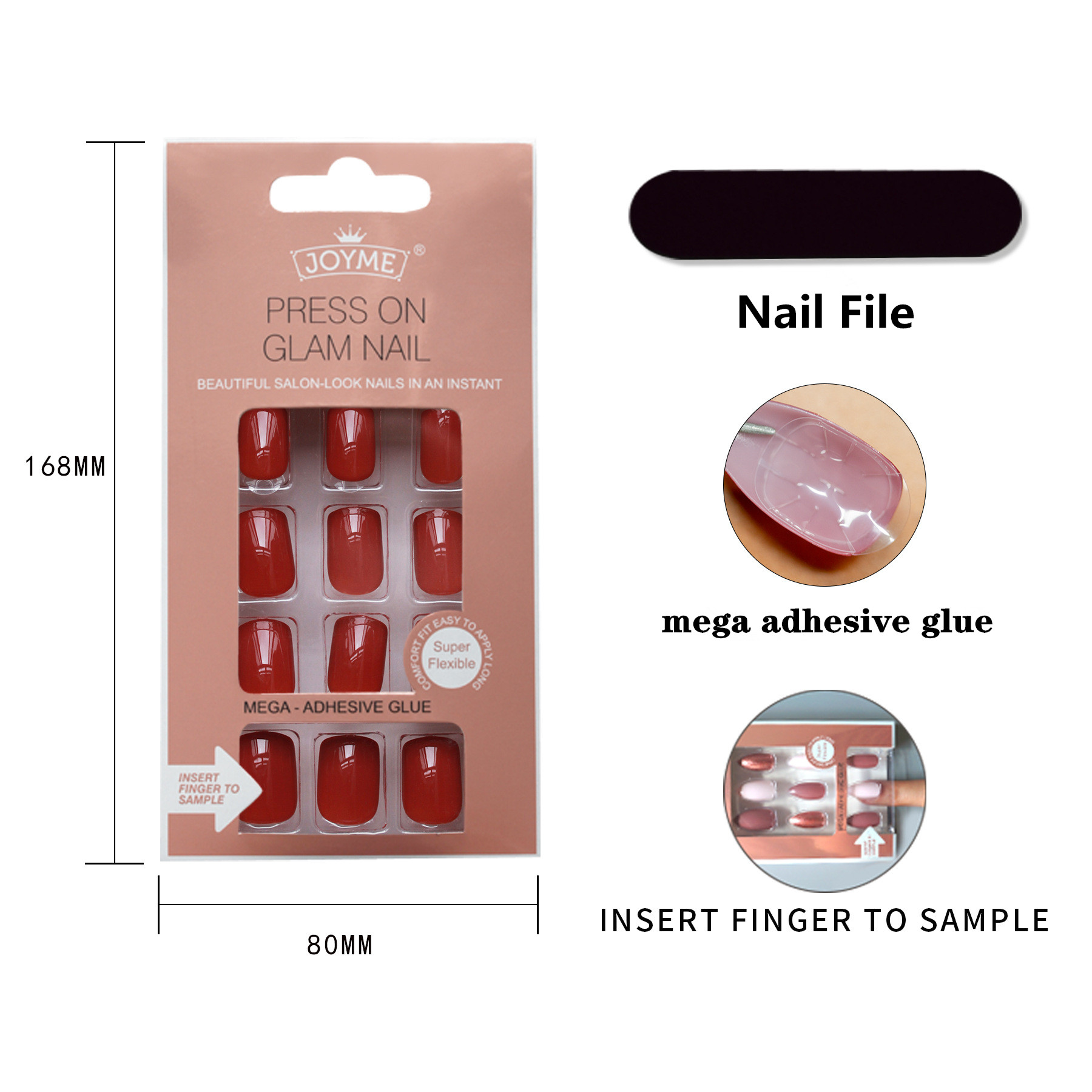 24pcs Packaging Press on Nail Wholesale Fake Nails Pure Color Stick-on Nails