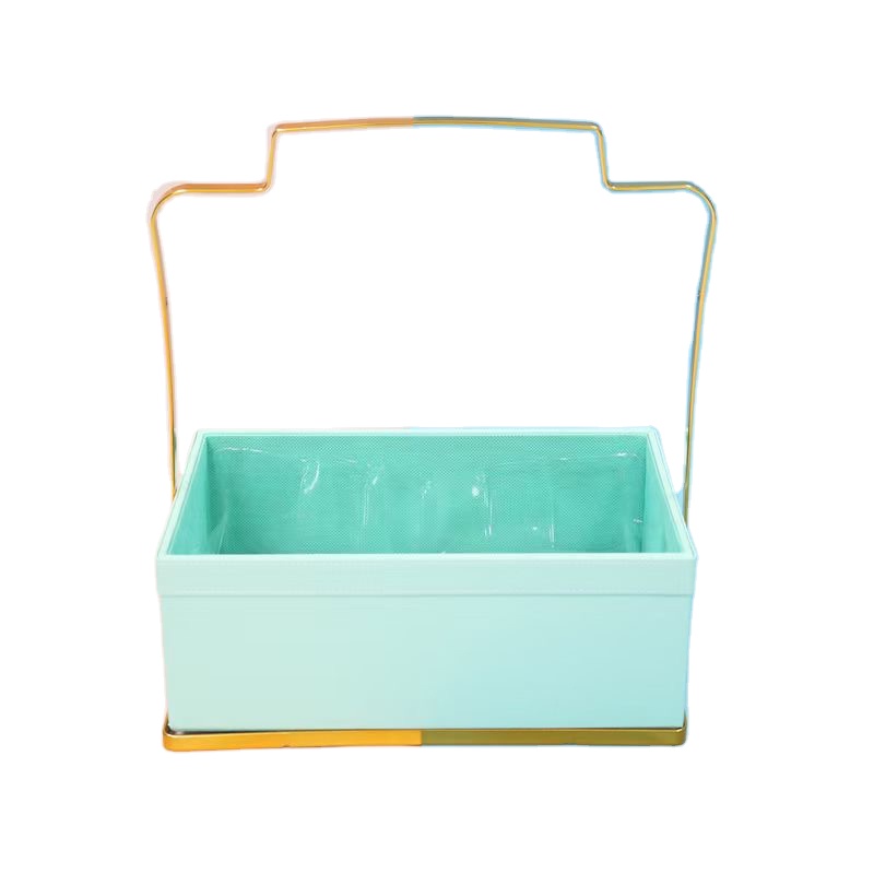 Macaron Leather Gift Box Chocolate Tray Flower Vase With Handle