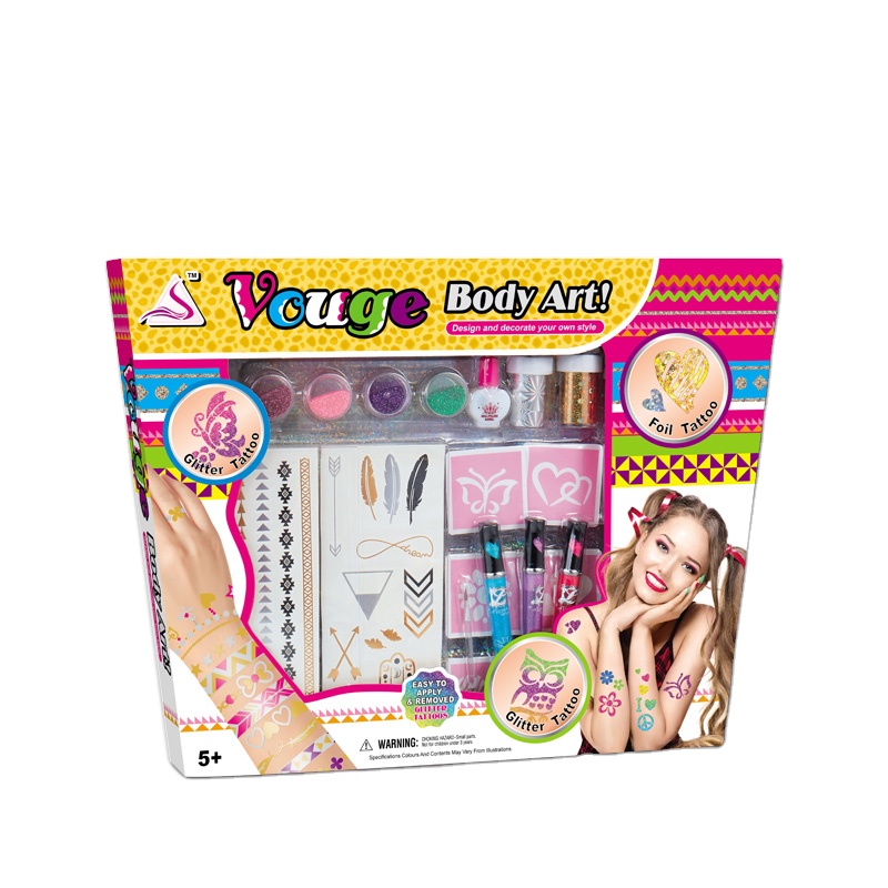 Children and Teenager glitter and foil tattoo body and face art.