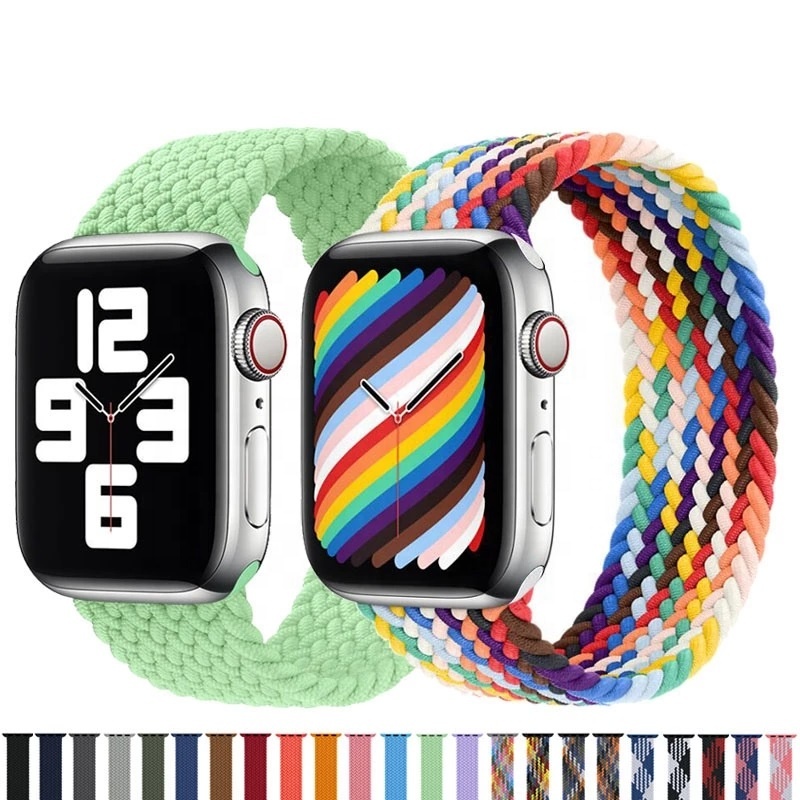 Nylon Braided Solo Loop Strap For Apple Watch 6 Se 5 Band 44mm 40mm 38mm 42mm Elastic Belt Bracelet for iWatch Series 54321