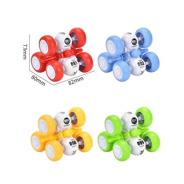 Dollartoy Promotion Cheap Toy Boy Kids 6 Wheel Friction Car 12Pcs Rotate Vehicles Truck Stunt 360 Toys