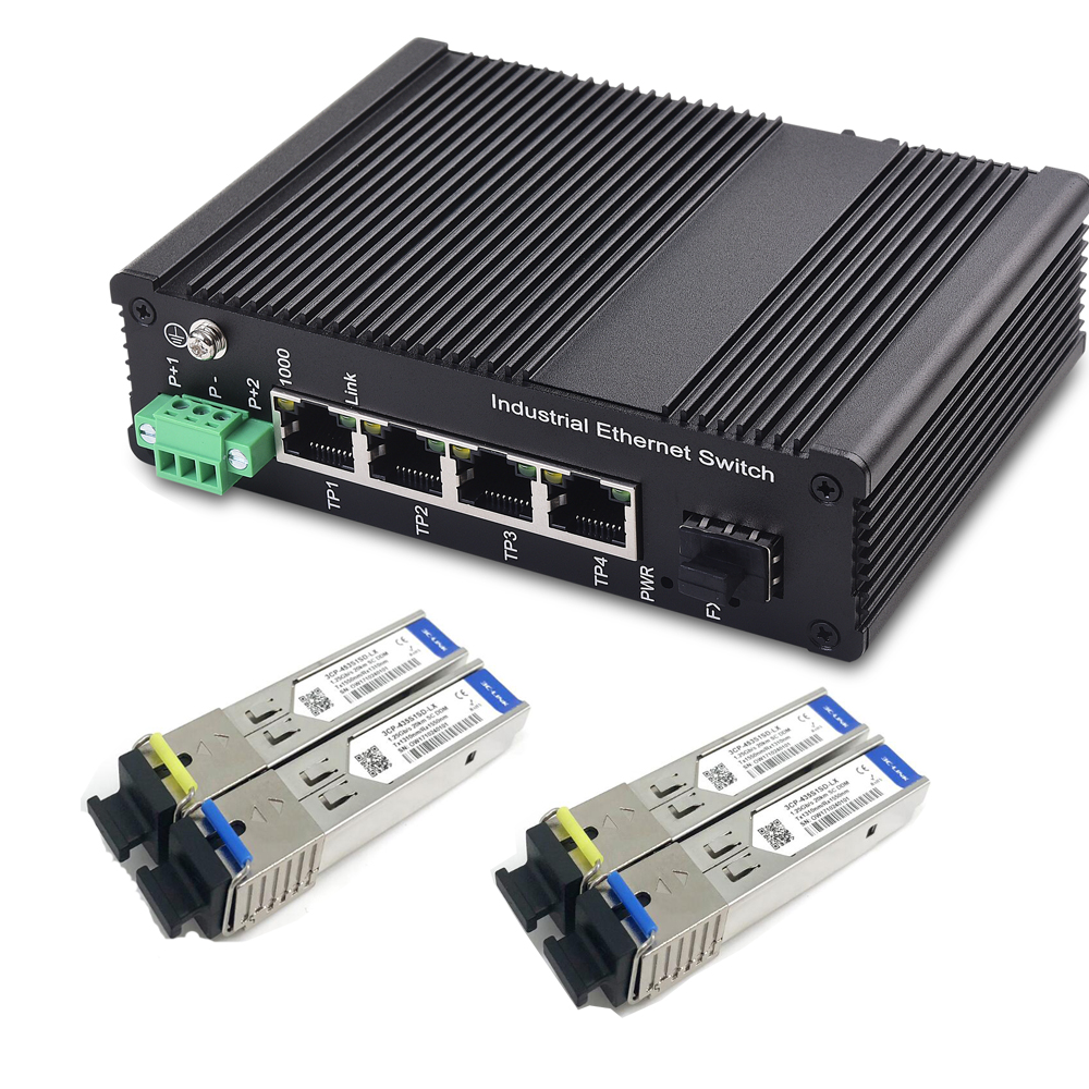 4-портовый 10/100/1000BASE-TX + 1-портовый 1000BASE-FX промышленный ETHERNET коммутатор