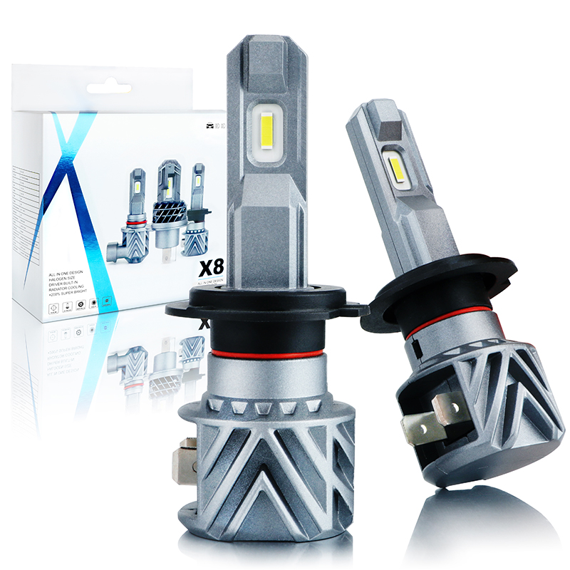 BT-AUTO X8 H7 led Headlight bulb high power auto fanless led headlight bulb hot sell automotive h7 headlight bulb