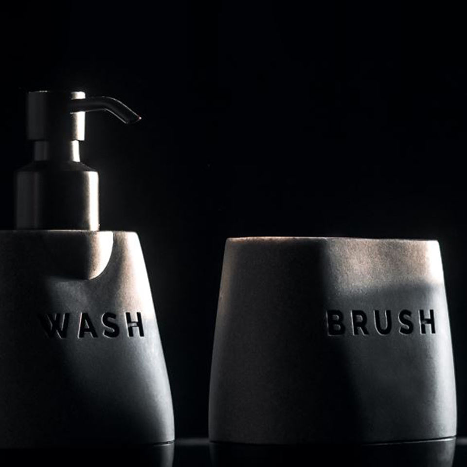 Foam Soap Dispenser Matt Black Polyresin Bathroom Accessories Sets Bath Resin With Wood Liner Custom Hotel Home 6 PCS Cosmetic