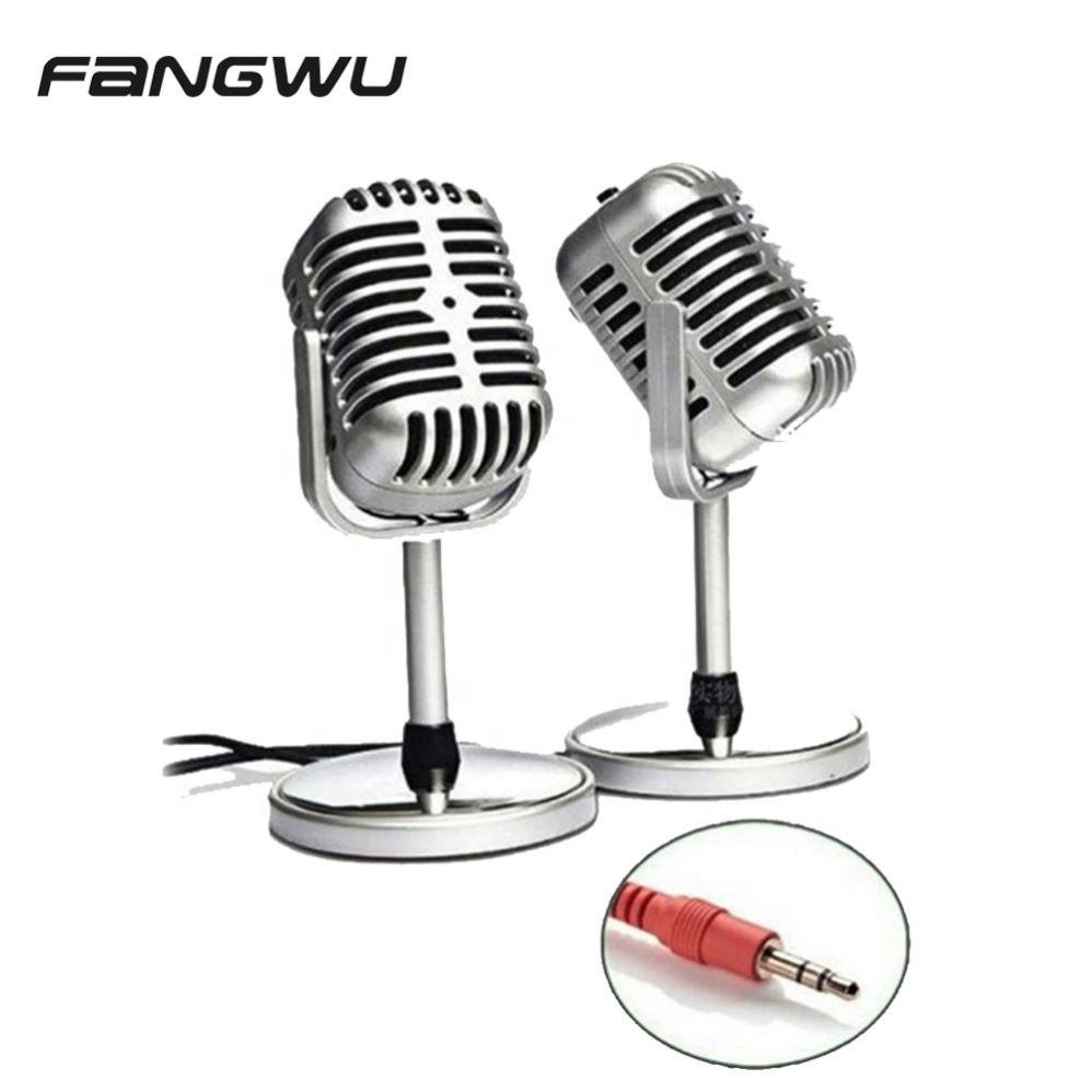 TRANSHINE Silver Classical Vintage Standing Desktop Microphone