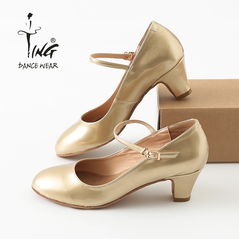 Factory Direct Sale Ladies' Adult Dance Shoes Fashionable Mid-heel Practice Shoes High-Quality Leather Customizable Styles