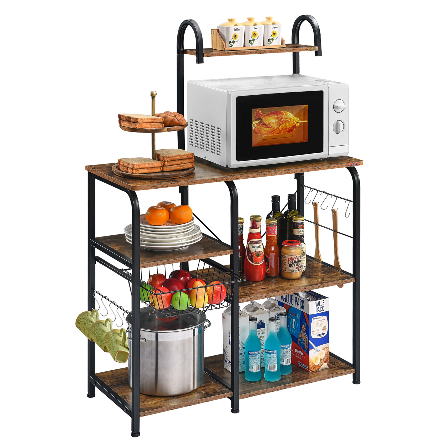 3 яруса и 4 яруса Mr ironstone, кухонные стойки 35,4 дюйма, Современная подставка для микроволновой печи, кухонная полка для еды и овощей, деревянная полка для хранения