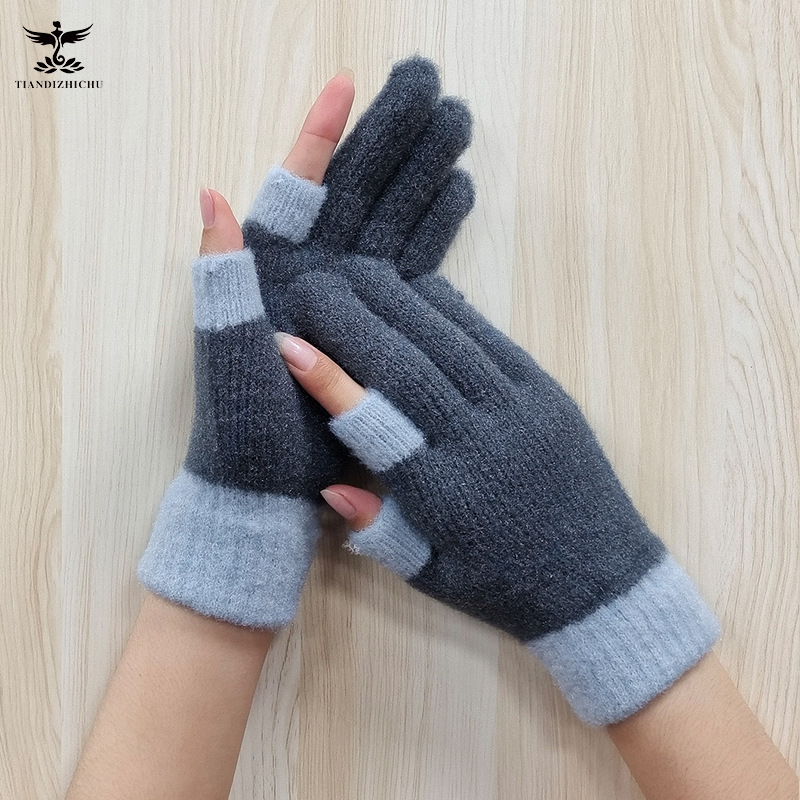 Cotton gloves plain color cheap fashion plush thick warm warm touch screen gloves