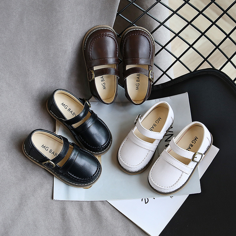 vintage leather shoes soft bottom British style Boy's thin shoes fashion girls princess shoes children