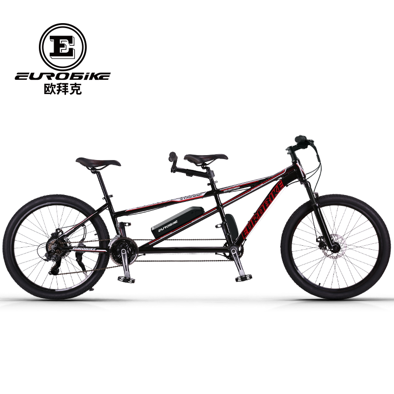 Eurobike тандем велосипед горный велосипед 26 дюймов алюминий Электрический тандемный велосипед детская переноска с двумя сиденьями Электрический велосипед 350 Вт 36В тормозной 13.4ah 21 скорость, фара для электровелосипеда