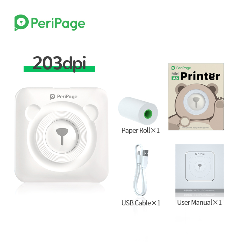 PeriPage A6 Mini Pocket Printer BT Thermal Photo Printer For Mobile Phone Android IOS Label Printer For Kids Gift