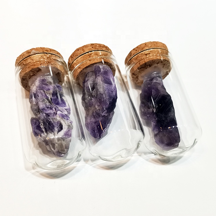 Wholesale natural Crystal Stone Chip Bottles Tumbled Gemstone Wishing Bottle Healing Stone Set For gift
