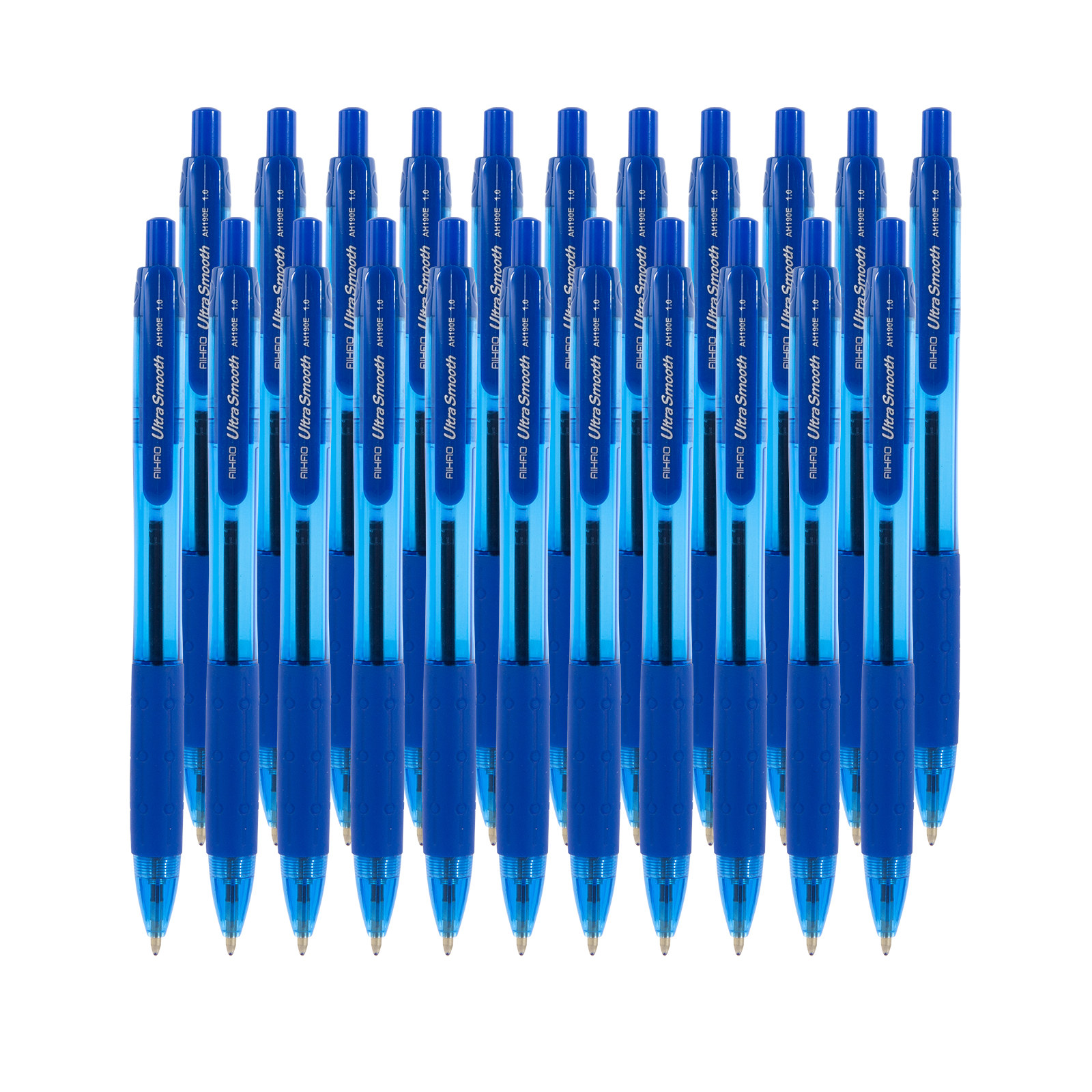 Aihao School Office Supplies 1.0mm Medium Point Blue Plastic Ballpoint Pen Set With Logo