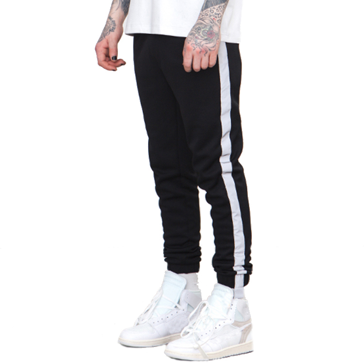 Wholesale 3m reflective striped pants mens custom casual streetwear jogger sports trousers