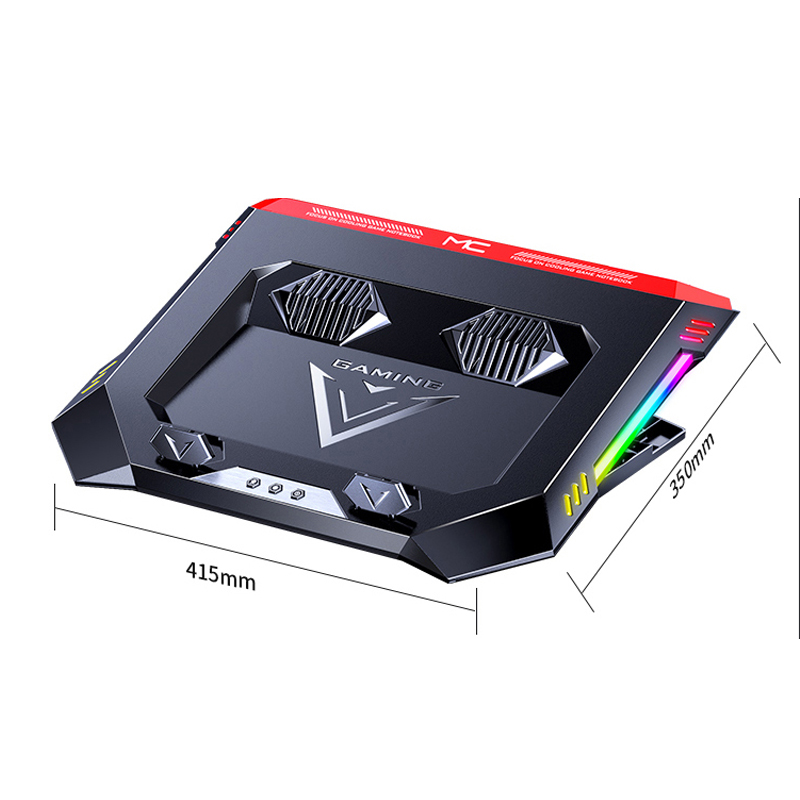 2021 новый игровой ноутбук кулер цветная (RGB) светодиодная подставка для ноутбука Мощный воздушный поток Регулируемый охлаждающая подставка с 2 USB портами для возраста от 12 до 18 дюймов ноутбук
