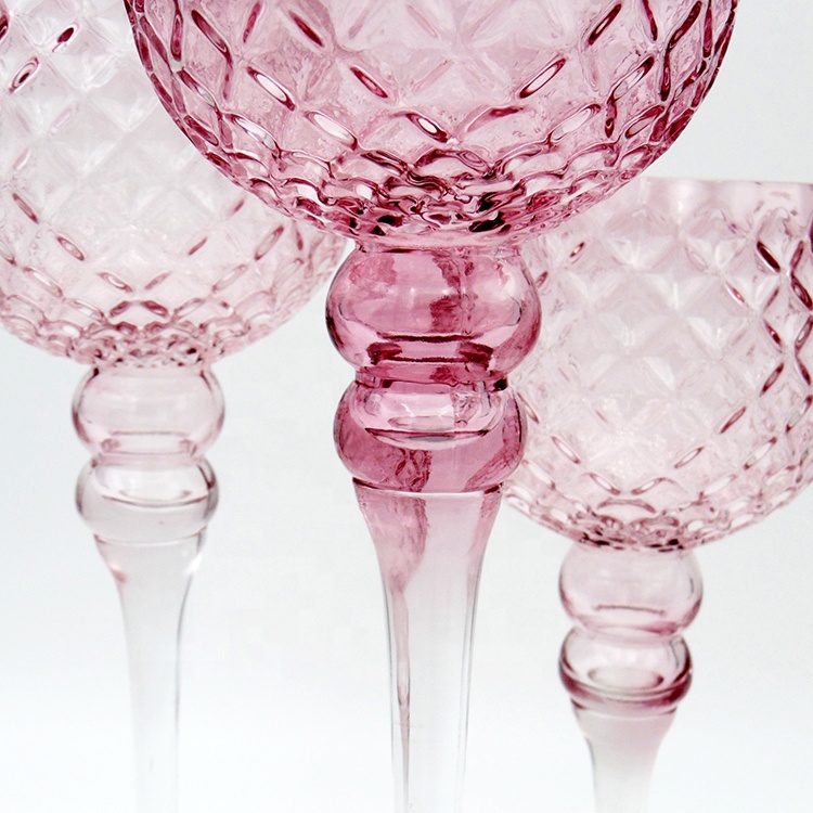 Customized Color Home Glass Decoration Ornaments Crystal Candle Holder Christmas Candlestick