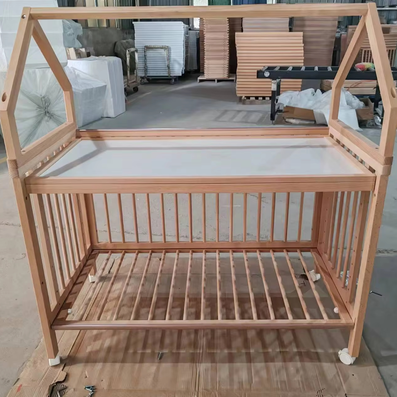 8 IN 1 Kindergarten Nursery Floor Crib Bed Platform Bed Furniture Baby Crib Single Baby Sleeping Bed