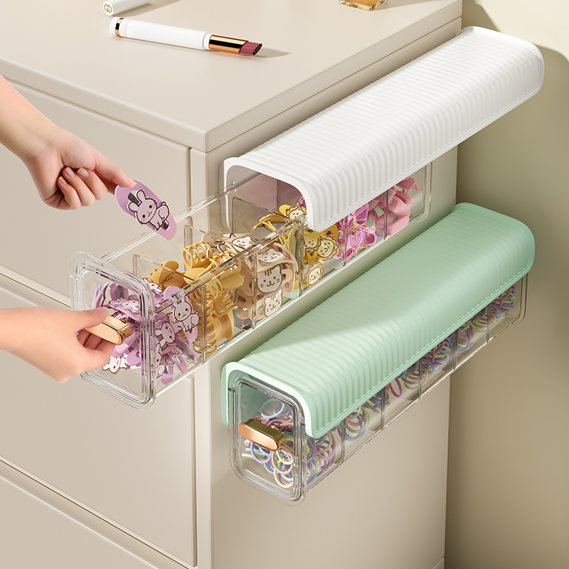 Transparent Plastic Multifunctional Wall-Mounted Drawer Organizer Box with Pull-Out Storage