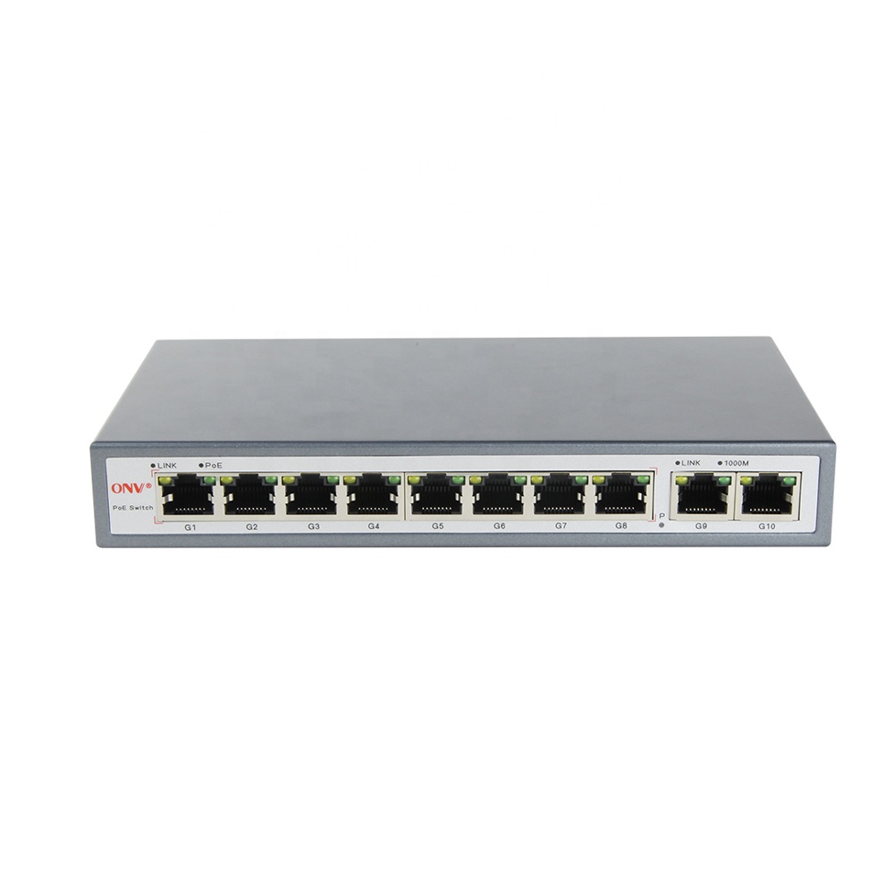 ONV бренд 8 портов poe коммутатор Gigabit Ethernet с 2 по восходящей линии ri45 (ONV-POE33108P)