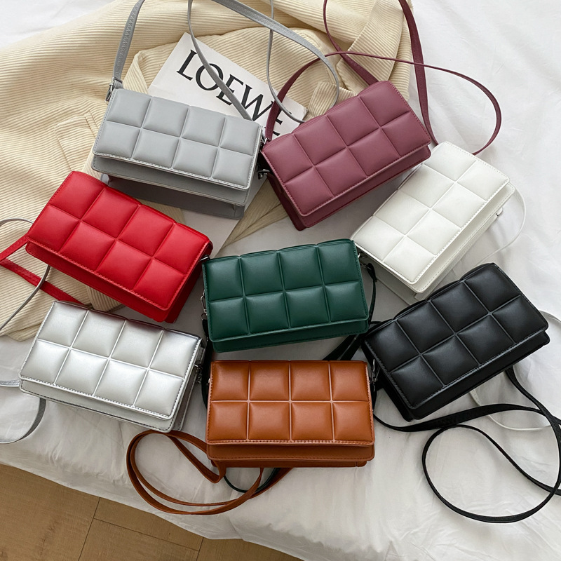 Luxury Brand Design Plaid Solid Color Small Flap Crossbody Geometric Single Strap women lady handbags