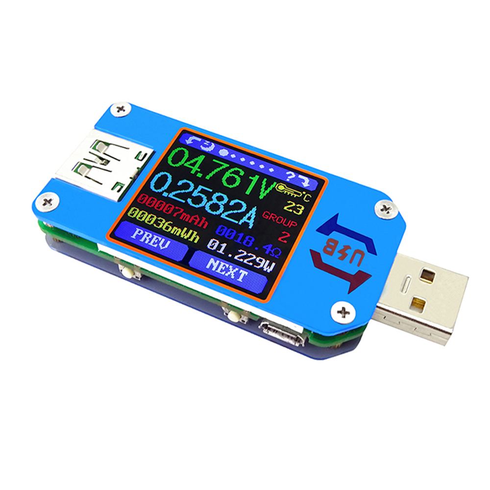 RD UM25 Type-C USB-A 2,0, цветной дисплей, вольтметр, амперметр, кабель, сопротивление, зарядное устройство, внешний аккумулятор, USB, тестер напряжения и тока