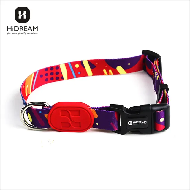 HiDREAM red Popcorn design heat transfer fabric nylon webbing dog collar