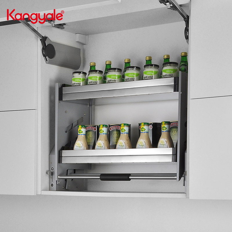 Kangyale, кухонный настенный шкаф, подъемная корзина, полка из нержавеющей стали, выдвижная корзина для приправ
