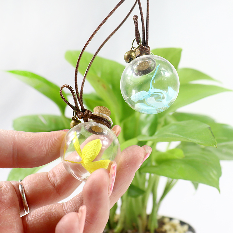 28mm 35mm ball shape circle hanging car glass perfume round diffuser bottle with dried flower