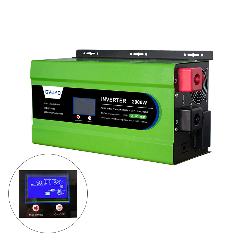 GYOPO Low Frequency Power Inverter 2000w DC 12v AC 220v All in One Inverter Pure Sine Wave UPS with Charger