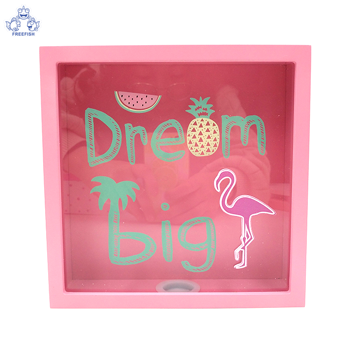 Promotion Gifts Wooden Cute Animal Motifs Piggy Bank Money Saving Pot Boxes (Pink)