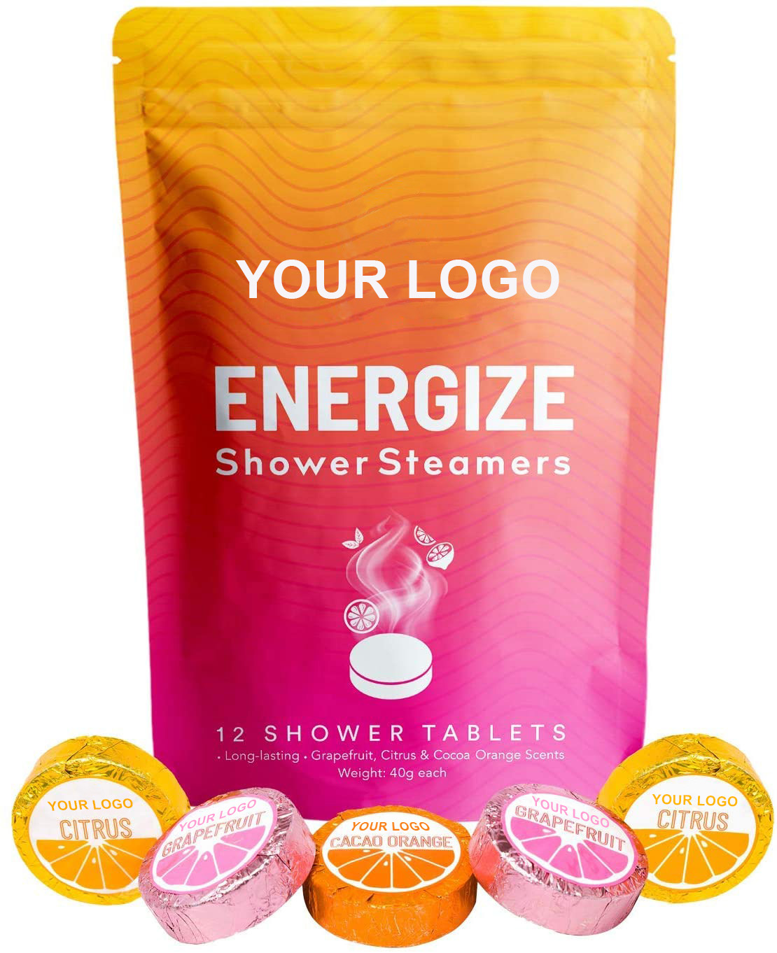 15 PACK GRAPEFRUIT COCOA ORANGE CITRUS ESSENTIAL OIL SCENT AROMATHERAPY BATH BOMB FOR YOU MORNING BOOST SHOWER STEAMERS TABLETS