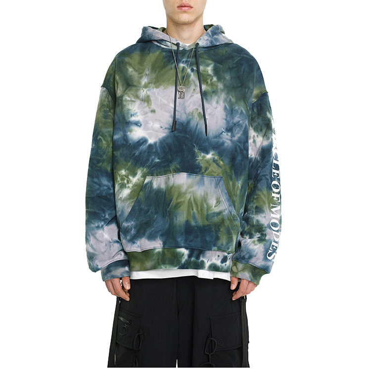 Custom Men Hoodie Drawstring Winter Fashion Tie-dye Sweatshirts Harajuku Casual Loose Oversized Hoodie