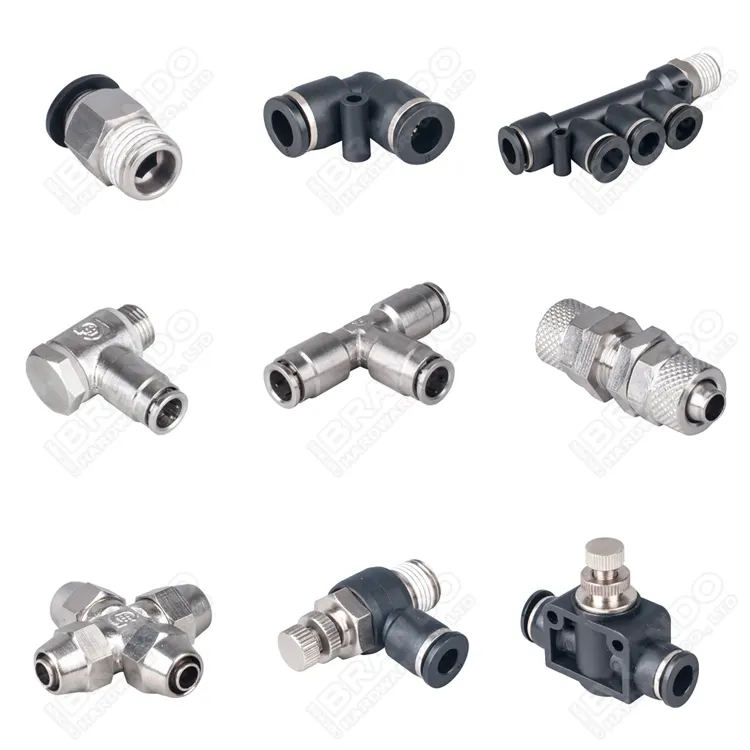 Brass Plastic Push In Pipe Coupling Push To Connect Hose Quick Coupler Air Tube Fittings Pneumatic Fitting 6mm 8mm 1/8'' 1/4''