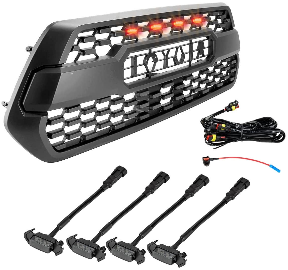 Spedking TRD PRO 2016-2021 LED Grille Lights Amber Yellow with Fuse for toyota Tacoma