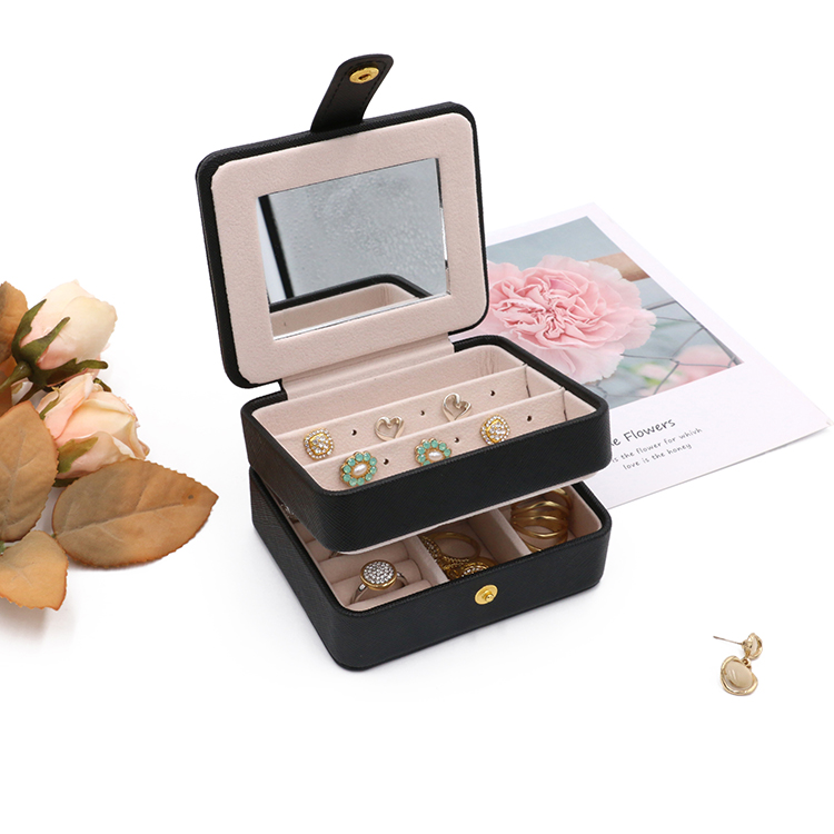 Pu Leather Small Travel Jewelry Box Jewel Portable Jewely Case Storage Travel Mirrored Organizer Velvet Jewellery Storage Box