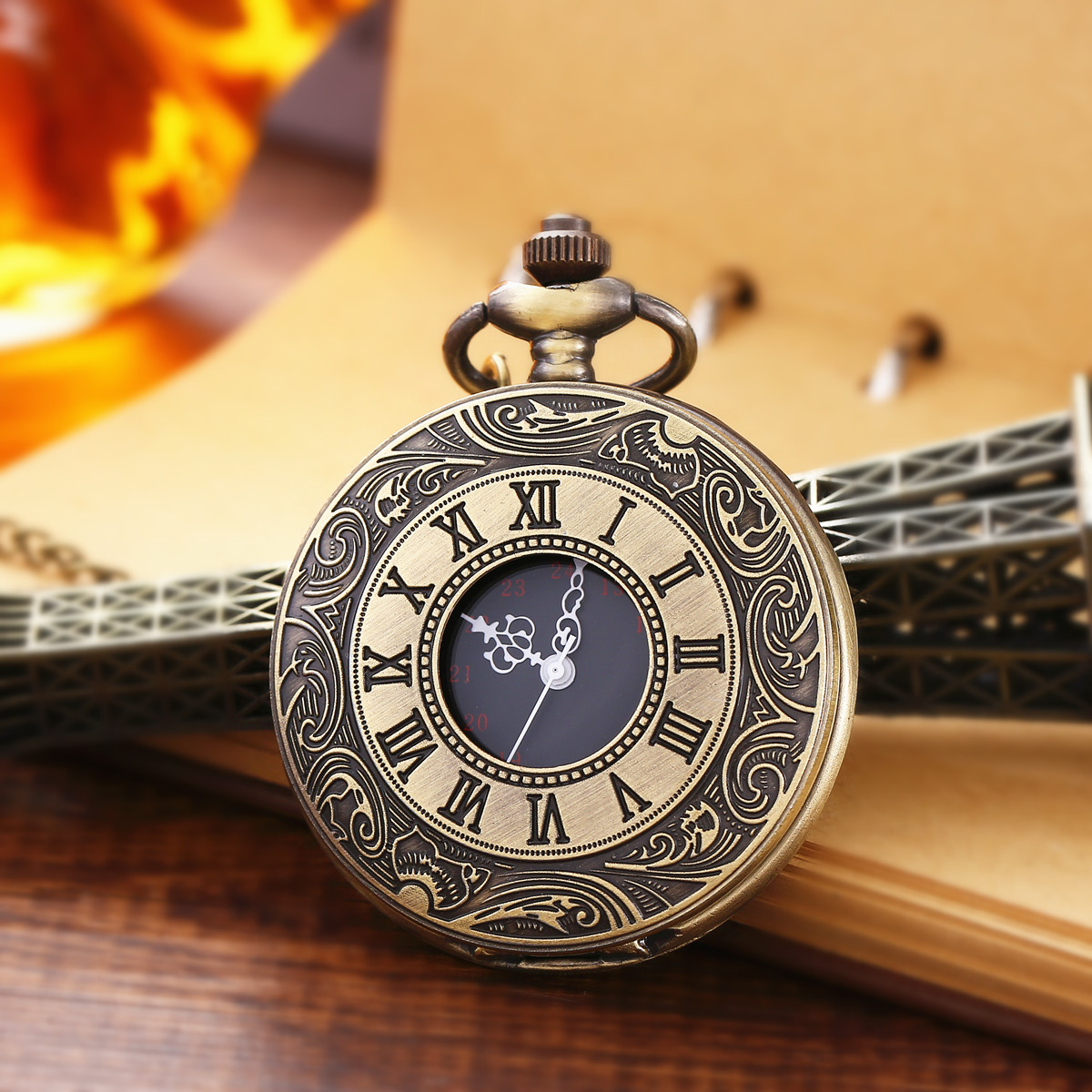 Vintage Quartz Pocket Watch Steampunk Unisex Pendant Flip Hollow Bronze Watches Clock
