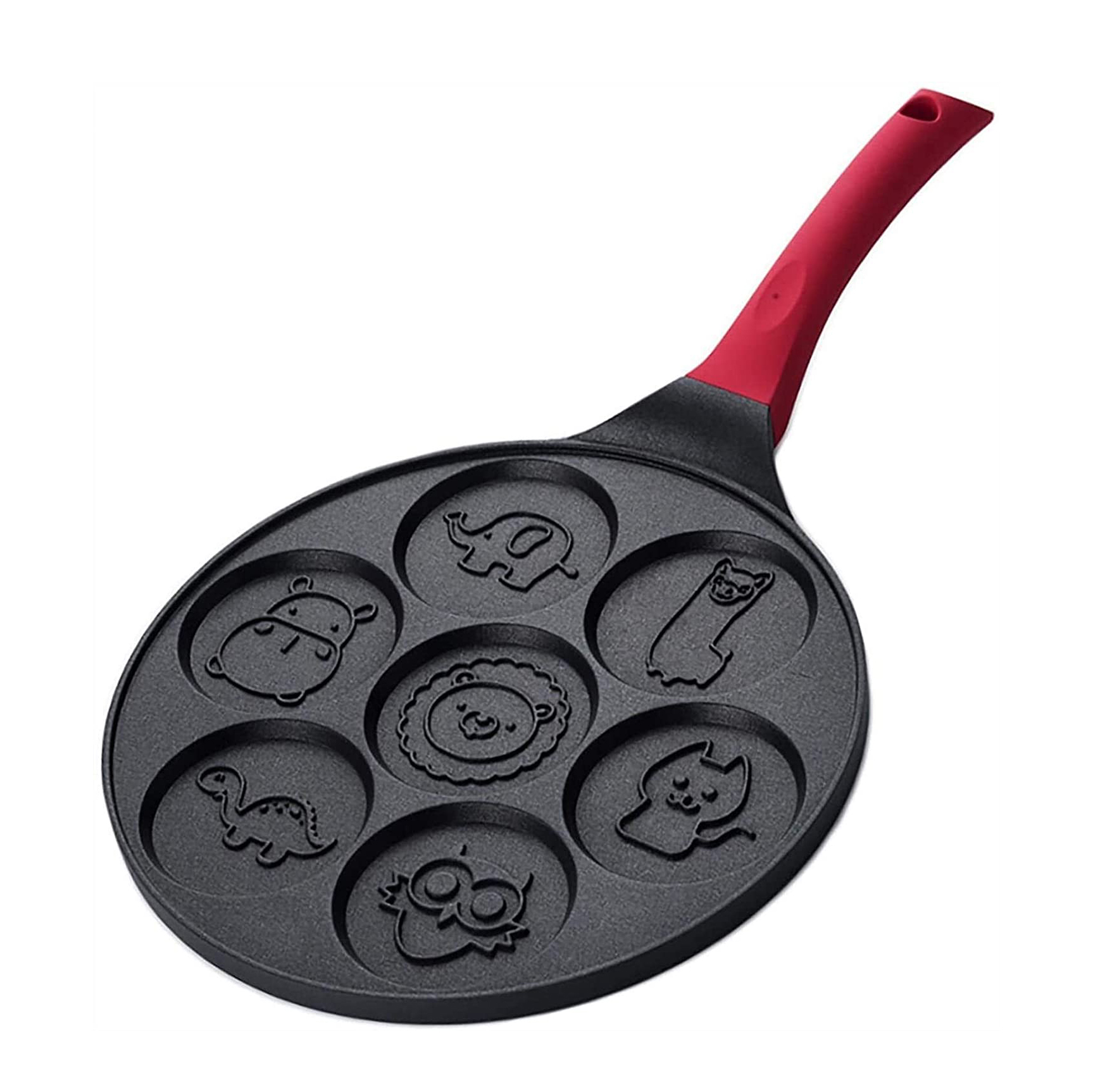 Omelette Pan Aluminum Alloy Non-Stick Breakfast Pancake Egg Pan with 7 Hole Anti-scald and Heat-resistant Egg Burger Pan