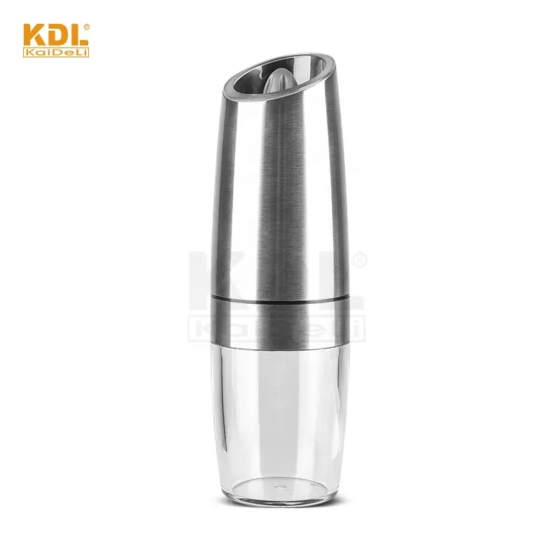high quality portable customized stainless steel gravity salt grinder pepper mill with LED light