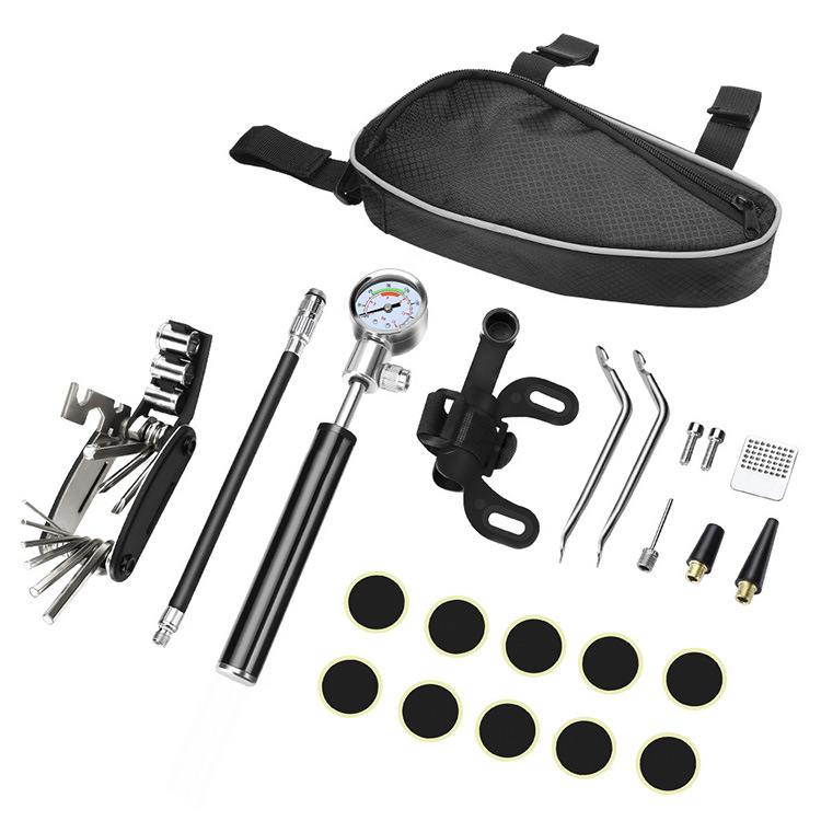 High Quality Multi functional Portable Combined Bicycle Repair Tools Set with tyre repair kit and pump