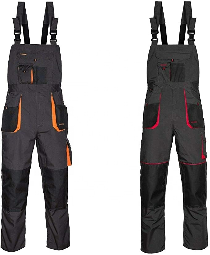 Working Overalls Safety Overall Men Trouser Pant Overall Suit canvas workwear Bib grey and black pants sleeveless coverall