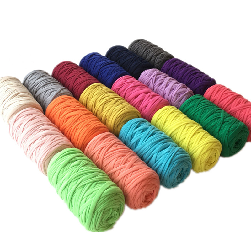 ZENGLONG 210g 1ply 35% cotton 65% polyester hand knitting blended yarn t-shirt yarns crochet colorful tshirt ribbon yarn