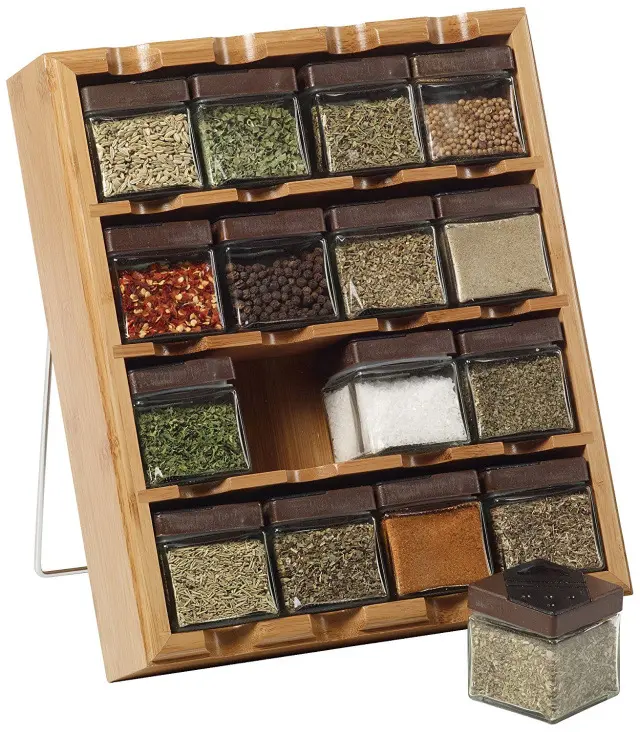 Bamboo Spice Rack with Leaf Labels is a practical & attractive addition to any modern kitchen