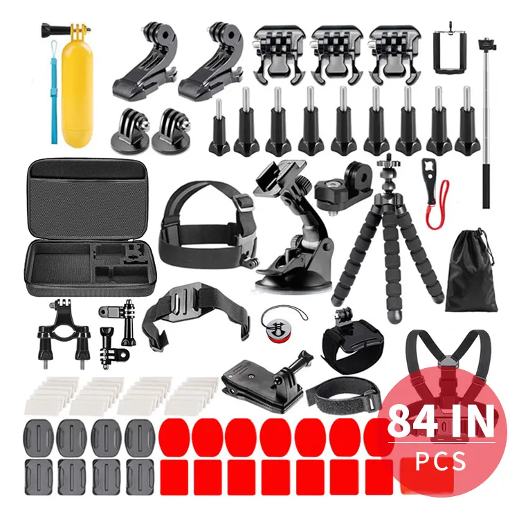 Hot Selling 84 in 1 Go Pro 360 Mount Accessory Kit Suit All Action & Sport Camera Accessoires Set for Gopros 10 9 Go pro Hero 8