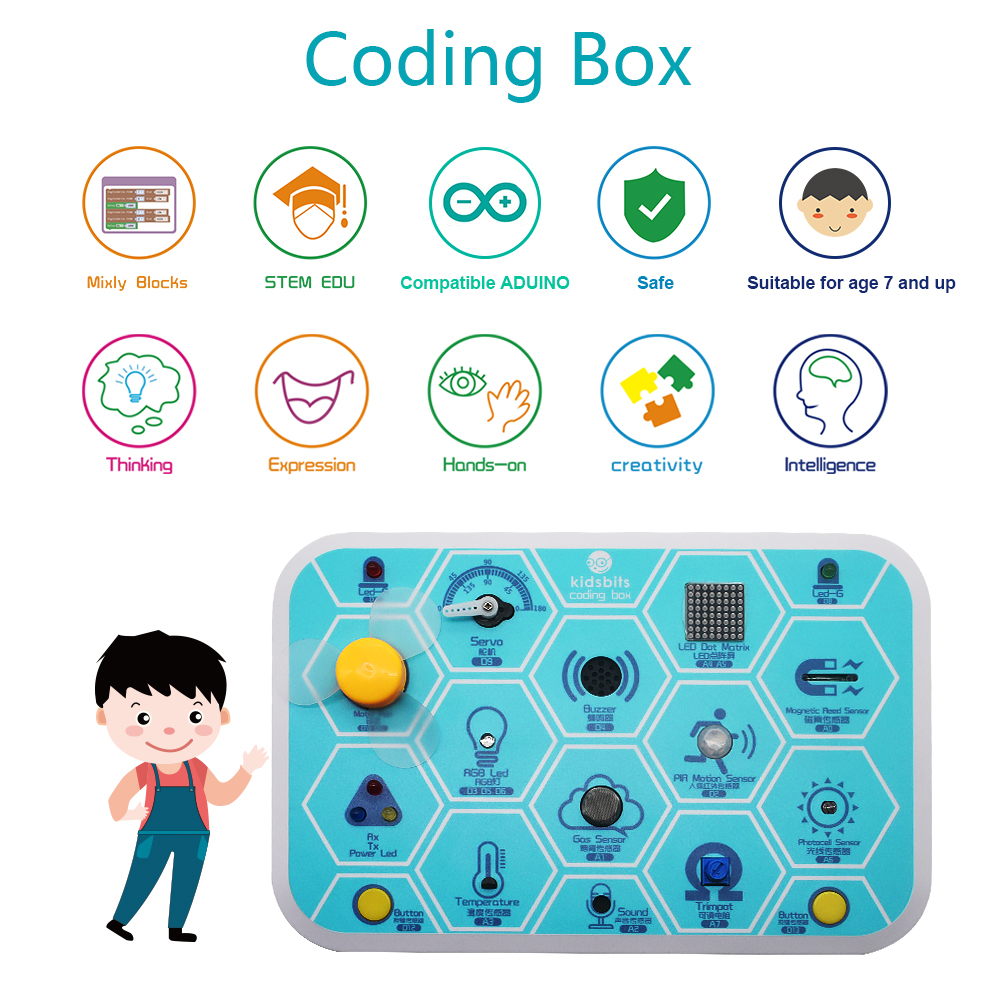 Kidsbits Maker многоцелевой кодовый ящик V1.0 стартовый набор для Arduino STEM eduction 7 +