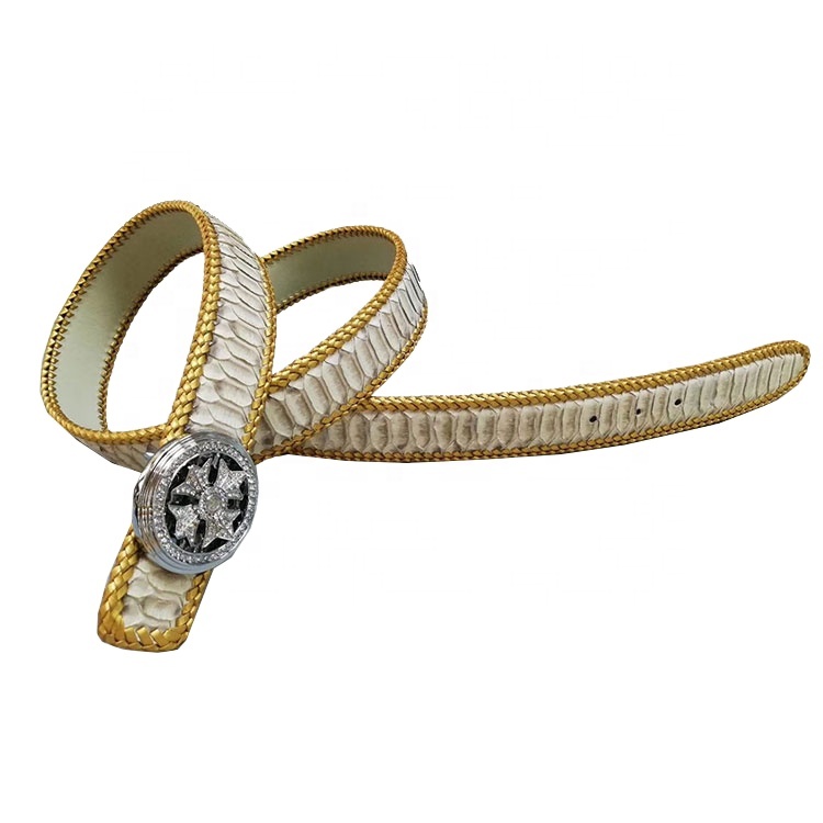 Odian jewelry Fashion exotic genuine python skin leather belt wholesale custom belt snake skin woven python skin car key