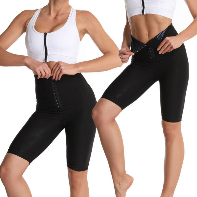 Amazon UK Canada Hot Sale Fitness Workout Black Sweat Shaper Leggings Shorts Slimming Pants For Women Weight Loss Plus Size