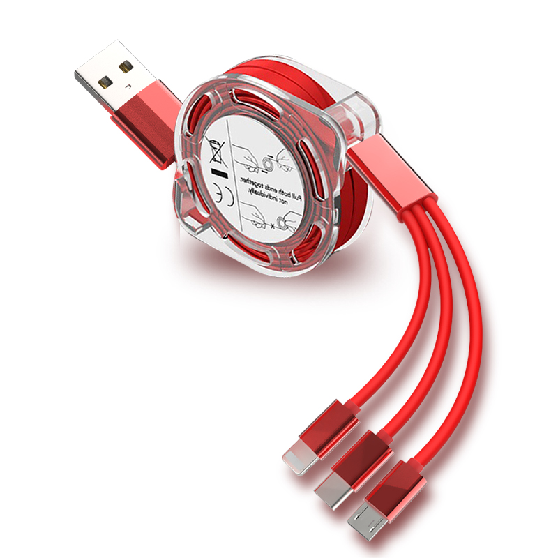 3-в-1 Выдвижной зарядный кабель USB Type-C Micro USB Dragon master для мобильного телефона, зарядный кабель 1 м 2,4 А, шнур для быстрой зарядки TPE